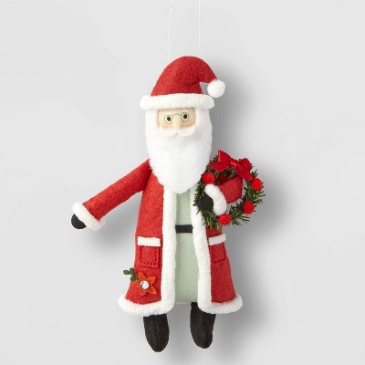 Fabric Santa with Wreath Christmas Tree Ornament - Wondershop™