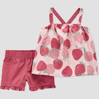 Carter's Just One You®️ Baby Girls' Strawberry Top & Bottom Set - Pink 12M