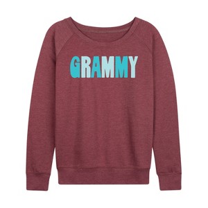 Women's - Instant Message - Grammy Lightweight French Terry Wide Neck Long Sleeve Graphic Shirt - 1 of 4