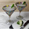 Dos Sueños Mexican Hand Blown Modern Margarita Glasses - Confetti Rock Design - 12oz - Set of 2 - 3 of 4
