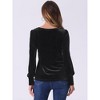 INSPIRE CHIC Women's Velvet Casual Round Neck Puff Long Sleeve Blouse - 3 of 4