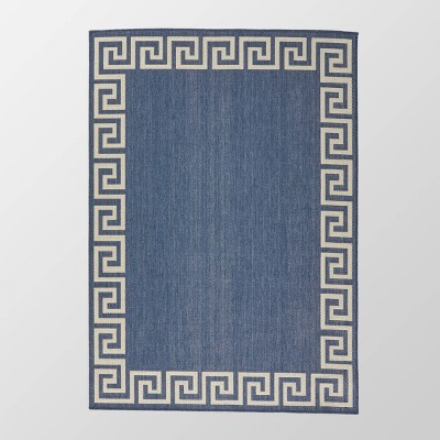 5'3" x 7' Preveli Outdoor Rug Blue/Ivory - Christopher Knight Home: Stain & Water-Resistant, Loomed Polypropylene