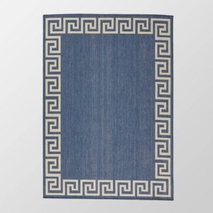 5'3" x 7' Preveli Outdoor Rug Blue/Ivory - Christopher Knight Home: Stain & Water-Resistant, Loomed Polypropylene - 1 of 4