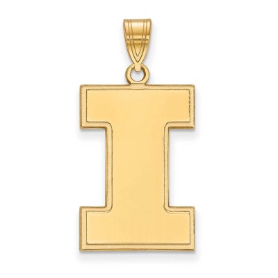 Black Bow Jewelry 10k Yellow Gold Illinois Fighting Illini NCAA Extra Large Pendant