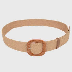 Anna-Kaci Stylish Straw Belt with Woven Buckle - 1 of 4