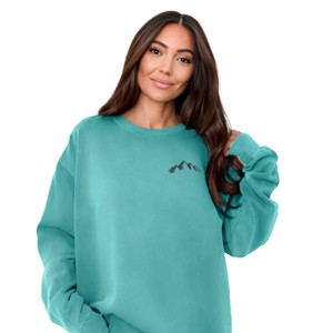 Embroidered Mountains Outline - Women's Garment Dyed Graphic Sweatshirt - 1 of 4
