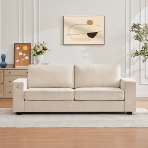 90" Small Space Sofa Bed, 2-Seater Chenille Couch with USB/Type-c Ports & Storage Pockets, Medium Firm Support for Apartment/Living Room - 1 of 4