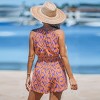 Women's Orange Abstract High Neck Sleeveless Romper - Cupshe - image 3 of 4