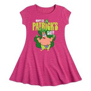 Girls' - SpongeBob Squarepants - Happy St. Patricks Day Fit & Flair Cap Sleeve Dress - 1 of 3