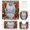 4Pcs Christmas Shower Curtain Set, Snowy Forest Bath Accessories with Pine Trees and Rugs 70.8" L X 70.8" W - 4 of 4