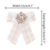 INSPIRE CHIC Women's Pre-Tied Neck Tie Tweed Ribbon Plaid Bowknot Brooch Pin with Rhinestones - 2 of 4