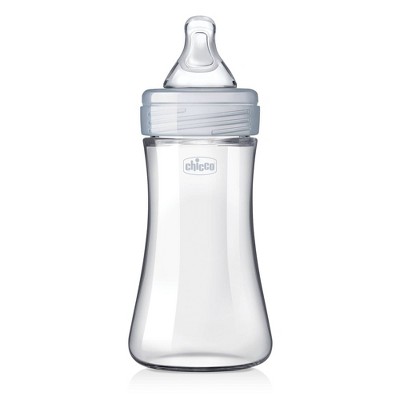 Chicco Duo Hybrid Baby Bottle with Invinci-Glass Inside/Plastic Outside with Slow Flow Anti-Colic Nipple 0 Months+ - Clear/Gray - 9oz