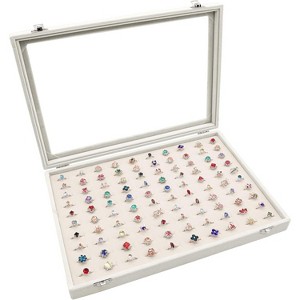 12-Grid Velvet Jewelry Tray with Lid for Stackable Drawer Storage - 1 of 4