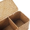 Aoibox Small Rectangular Seagrass Storage Basket with Lid Woven Shelf Organizer 3 Sections for Snack Tampon Toys Drawer - 4 of 4