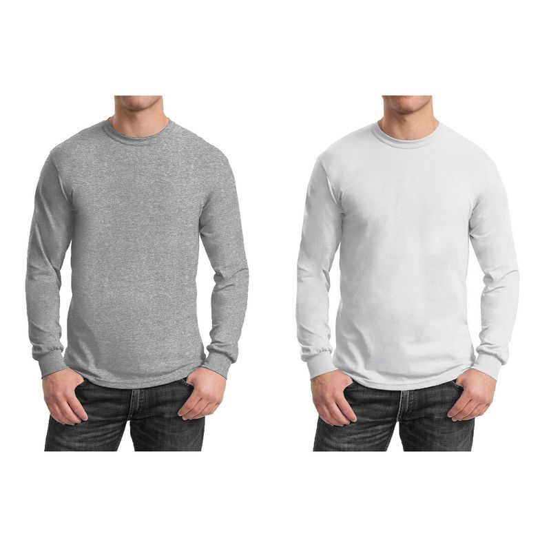 Galaxy By Harvic Men's Cotton-Blend Long Sleeve Crew Neck Tee 2-Pack, 1 of 3
