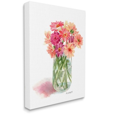 Stupell Industries Pink Daisy Watercolor Bouquet in Canning Jar