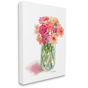 Stupell Industries Pink Daisy Watercolor Bouquet in Canning Jar - 1 of 4
