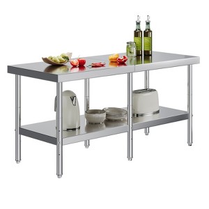 AMERLIFE Stainless Steel Table for Prep & Work Adjustable Under Shelf and Feet - 1 of 4