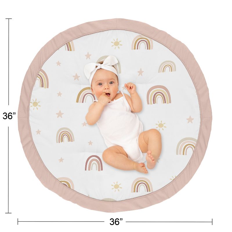 Sweet Jojo Designs Girl Baby Tummy Time Playmat Boho Rainbow Pink Gold and Taupe, 5 of 6