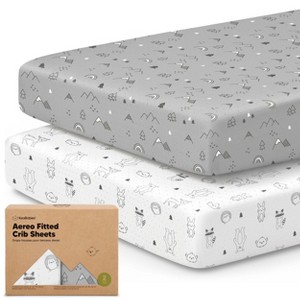 2pk Aereo Fitted Crib Sheets for Boys, Girls, 52x28 Standard Baby Crib Mattress Sheets, Bamboo Viscose Cotton - 1 of 4