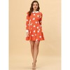 Allegra K Women's Peter Pan Collar Contrast Printed A-Line Short Dresses - 3 of 4