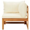 vidaXL Patio Lounge Set, 3 Piece, Solid Acacia Wood & Cream White Polyester Cushions - Includes Corner Sofa, Table & Sun Lounger - 3 of 4