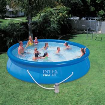 Intex 10ft x 30in Round Metal Frame Above Ground Swimming Pool w/Filter Pump
