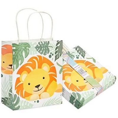 Blue Panda 15-Pack Paper Lion Gift Bags for Safari Party Favors (8 x 9 x 4 in)