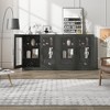 Wood Accent Cabinet in Black, Storage Organizer with Adjustable Shelves and Glass Doors for Kitchen Bedroom Living/Dinning Room - 3 of 4