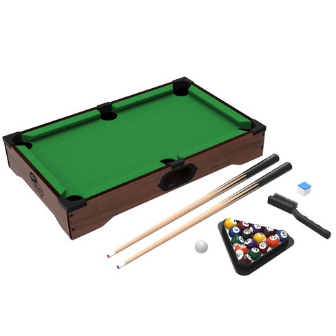 Toy Time Mini Billiards Tabletop Pool Game Set - Cues, Balls, And Rack ...