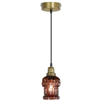 River of Goods 4.5" 1-Light Delphine Glass and Metal Pendant Brown