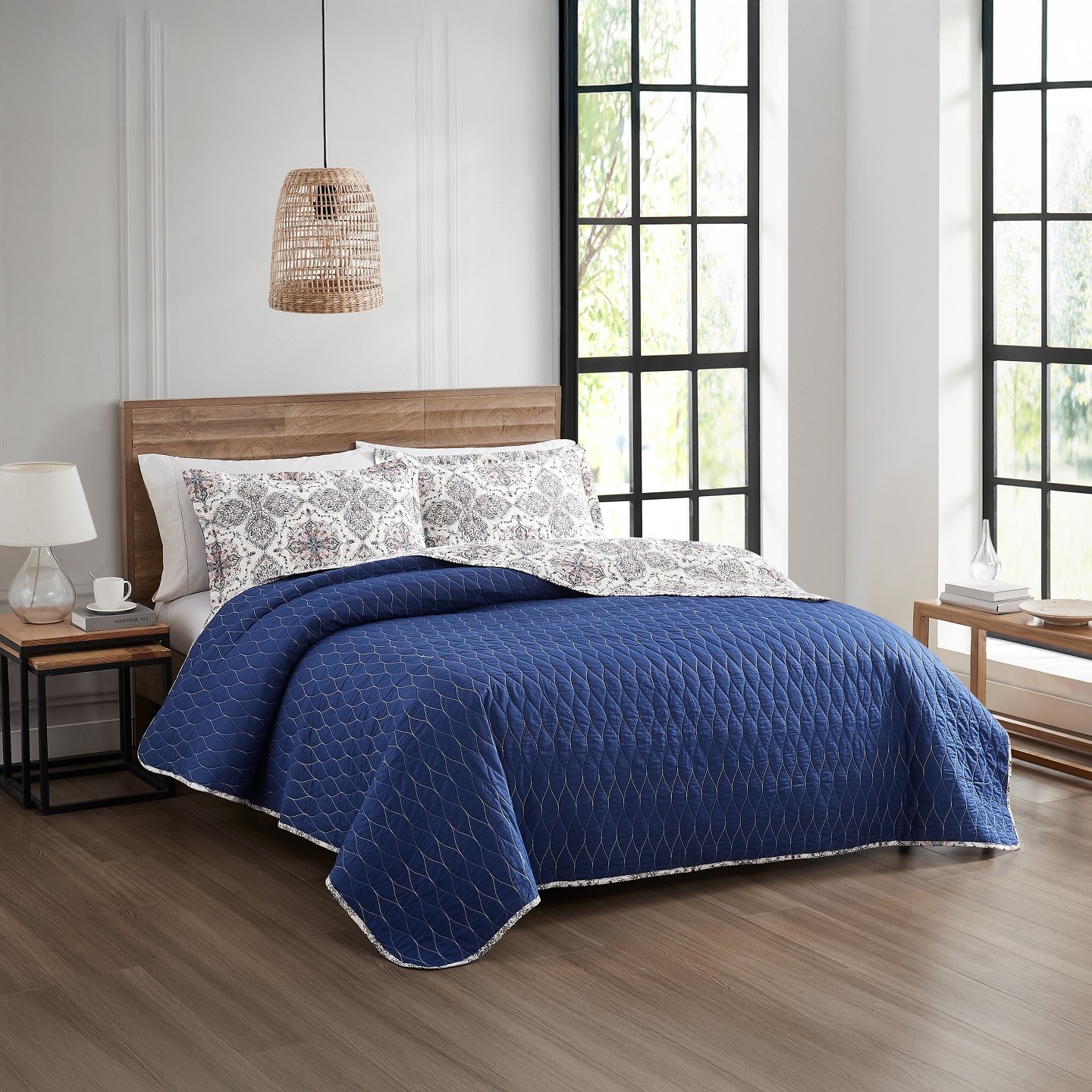 Комплект с покрывалом Modern Threads Soren 2-Piece Reversible Cotton Floral Quilt Set, цвет: С принтом — фото 4