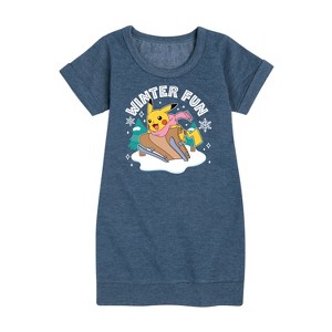 - Pokémon - Winter Fun Graphic Short Sleeve Fleece Dress - 1 of 4