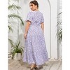 BLUEMING Summer Maxi Dress for Plus Size Women Tie Wasit Surplice Dress Flutter Sleeve A-Line Dress - 2 of 4