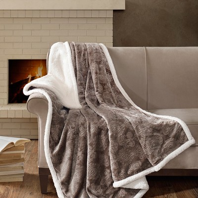 Elma Oversized Tan Plush Reversible Throw