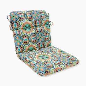 Lagoa Tile Flamingo Rounded Corners Outdoor Chair Cushion Blue - Pillow Perfect