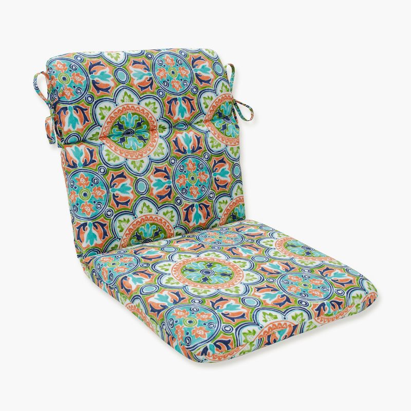 Lagoa Tile Flamingo Rounded Corners Outdoor Chair Cushion Blue - Pillow Perfect, 1 of 6