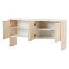 GlasFlength Decorative Storage Cabinets Modern Minimalist Four Door Sideboard with Adjustable Shelves for Living Room, Beige, 60"*15.7"*30" - 3 of 4