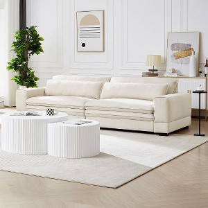 CAVINAS 104.72 inch Fabric Sofa Couch, Mid Century Modern Sofa Solid Wood Leg, for Living Room, Apartment, Bedroom, Office - 1 of 4