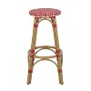 Christopher Knight Home Starla Aluminum and Wicker Outdoor Patio 29.5" Barstools Red/White/Bamboo Finish - 4 of 4