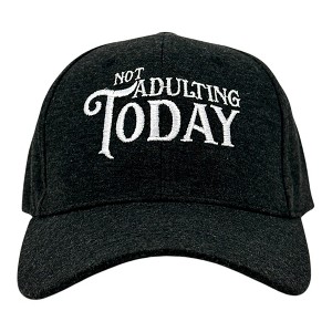 Not Adulting Today Hat Funny Sarcastic Graphic Novelty Cap - Crazy Dog Hat with Fun Design Black Standard - 1 of 4