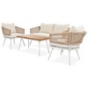 Maliang 4-Piece Boho Rope Patio Furniture Set with Acacia Wood Table, Deep Seating & Thick Cushion for Backyard Porch Balcony, Beige - 2 of 4