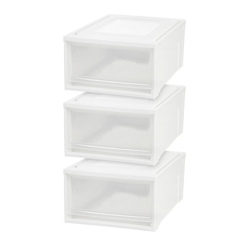 Iris Usa 44qt Plastic Clear Stackable Shallow Storage Drawers Chest Box :  Target