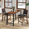 Tangkula Set of 2 Counter Height Chairs w/ Rubber Wood Legs Padded Seat & Backrest - 2 of 4