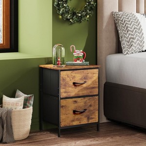 2 Drawer Nightstand for Bedroom, Small Bedside Furniture, Night Stand, End Table with Fabric Bins for Bedroom, Closet, Entryway - 1 of 4