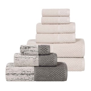 100% Cotton Medium Weight Two-Toned Jacquard and Solid Assorted Towel Set by Blue Nile Mills - 1 of 4