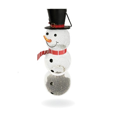 17.7" Steel Snowman Bird Feeder White - Backyard Expressions