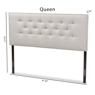 Beige Tufted Upholstered Queen Headboard with Wood Frame