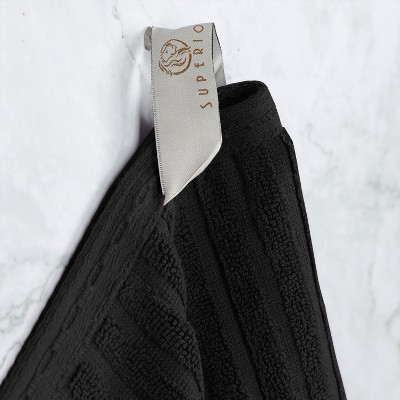 Black Heavyweight Cotton Plush Bath Towel Set, 2 Pieces