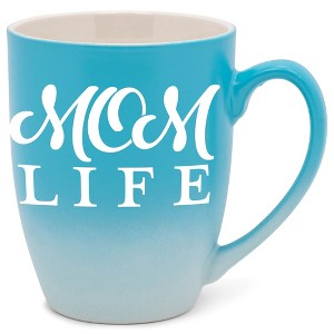 Elanze Designs Mom Life Two Toned Ombre Matte Pale Blue and White 12 ounce Ceramic Stoneware Coffee Cup Mug - 1 of 4